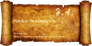 Hanke Annamária névjegykártya